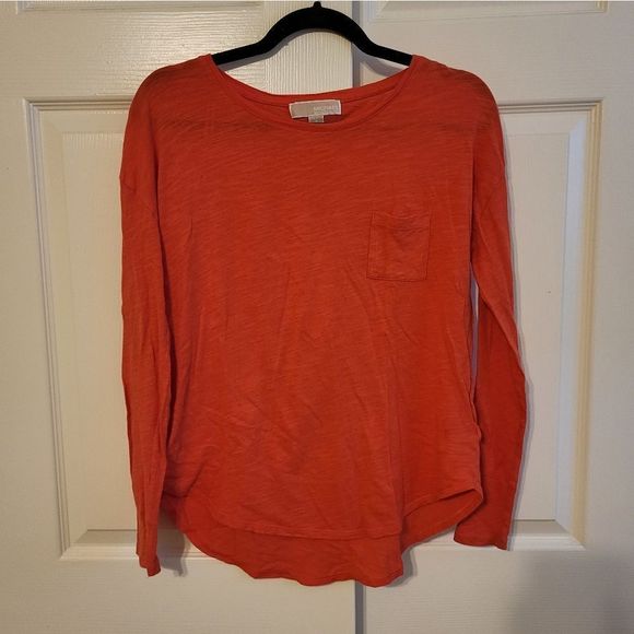 MICHAEL Michael Kors orange high/low long-sleeved pocket tee - Picture 1 of 10